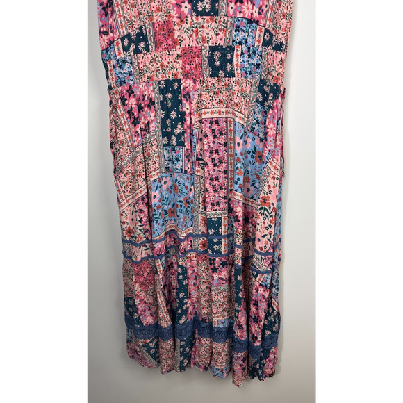 Matilda Jane Wildlife Maxi Dress Pink Teal Floral Boho Patchwork Women's Size XL - Picture 13 of 15